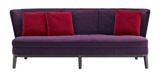 Salon rouge ISO9001 de divan de velours de divan sectionnel de preuve de tache de 3 Seater