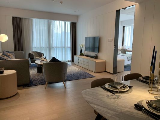 Les meubles en bois solides d'ASCOTT ont placé des ensembles de salon pour l'ODM d'appartements