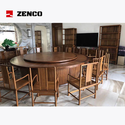 Ensemble de salle à manger en bois massif de style chinois avec table tournante 12 chaises et 2 armoires à vin