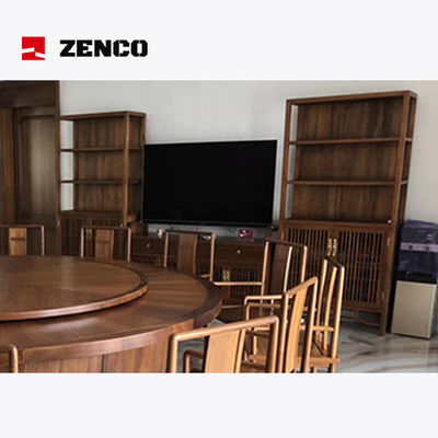 Ensemble de salle à manger en bois massif de style chinois avec table tournante 12 chaises et 2 armoires à vin