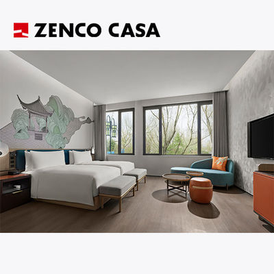 Ensemble de meubles de chambre d'hôtel de style contemporain pour les chambres jumelles d'hôtel