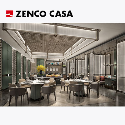 Ensemble de meubles d'hôtel et de restaurant comprenant une chaise en cuir et une table ronde en marbre