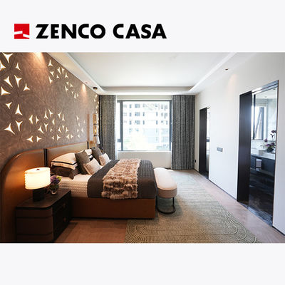 Ensemble de meubles de chambre luxueux comprenant un lit double confortable et une tête de lit en bois massif