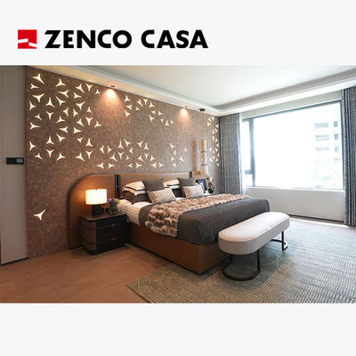 Ensemble de meubles de chambre luxueux comprenant un lit double confortable et une tête de lit en bois massif