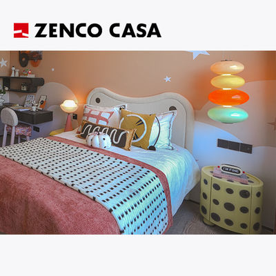 Ensemble de meubles de chambre contemporains, y compris le lit pour enfants, avec une table de chevet en bois massif rond