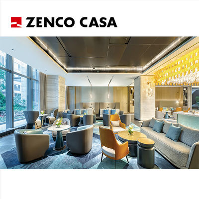 Projet de personnalisation de l'ensemble de meubles du hall d'entrée d'un hôtel cinq étoiles comprenant un canapé double et une table basse combinée