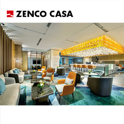 Projet de personnalisation de l'ensemble de meubles du hall d'entrée d'un hôtel cinq étoiles comprenant un canapé double et une table basse combinée